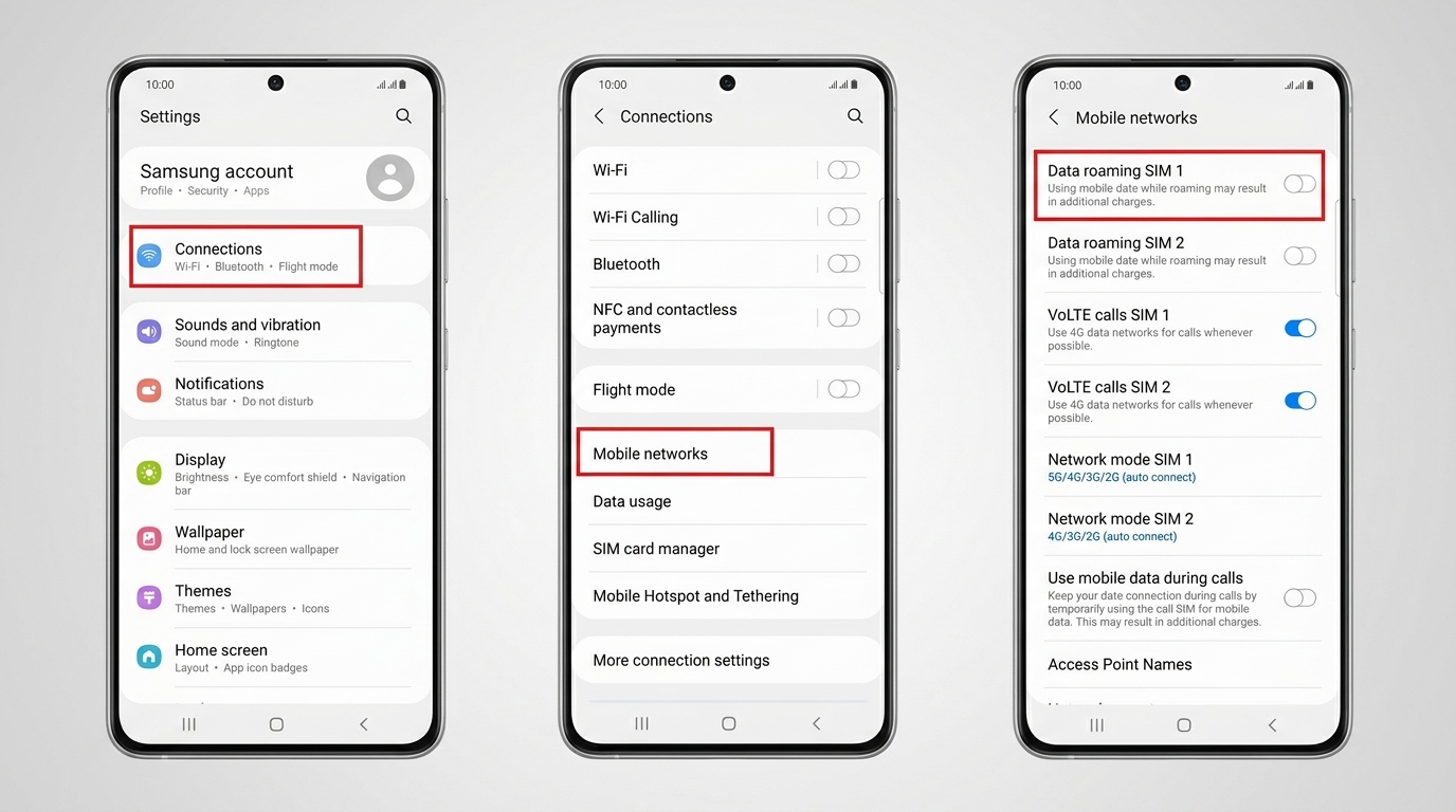 Turn on Data Roaming on Android